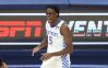 INDIANAPOLIS, INDIANA - DECEMBER 01: Terrence Clarke #5 of the Kentucky Wildcats celebrates in the game against the Kansas Jayhawks in the State Farm Champions Classic at Bankers Life Fieldhouse on December 01, 2020 in Indianapolis, Indiana. 
