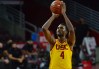Jan 14, 2021; Los Angeles, California, USA; Southern California Trojans forward Evan Mobley (4) shoots a free throw against the Washington Huskies during the first half at Galen Center.