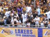 Jun 21, 2010; Los Angeles, CA, USA; Kobe Bryant salutes the crowd flanked by wife Vanessa Bryant and daughters Natalia Bryant and Gianna Bryant during the 2009-10 Los Angeles Lakers championship parade on Figueroa Street. 