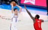 Feb 1, 2021; Oklahoma City, Oklahoma, USA; Oklahoma City Thunder forward Aleksej Pokusevski (17) passes the ball as Houston Rockets guard John Wall (1) defends during the first half at Chesapeake Energy Arena.