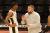 Mar 5, 2021; Richmond, Virginia, USA; VCU Rams head coach Mike Rhoades (R) talks with Rams guard Nah'Shon Hyland (5) against the Dayton Flyers in the second half of a quarterfinal in the Atlantic 10 conference tournament at Stuart C. Siegel Center.