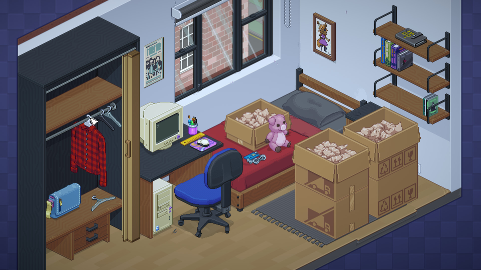 Tidying a room in Unpacking game