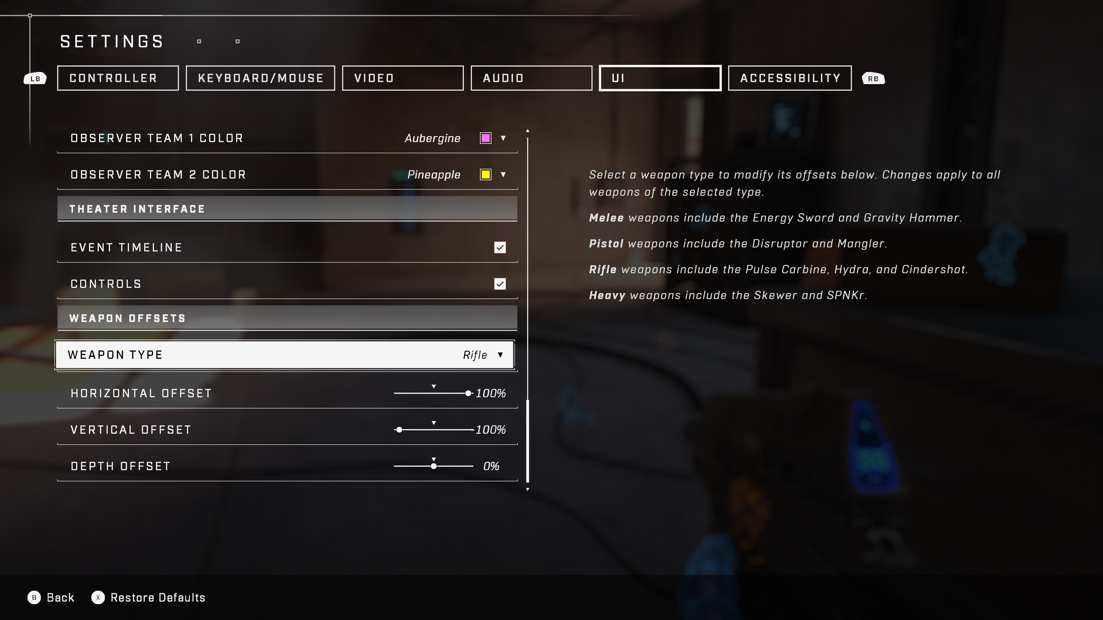 halo infinite weapon offset menu