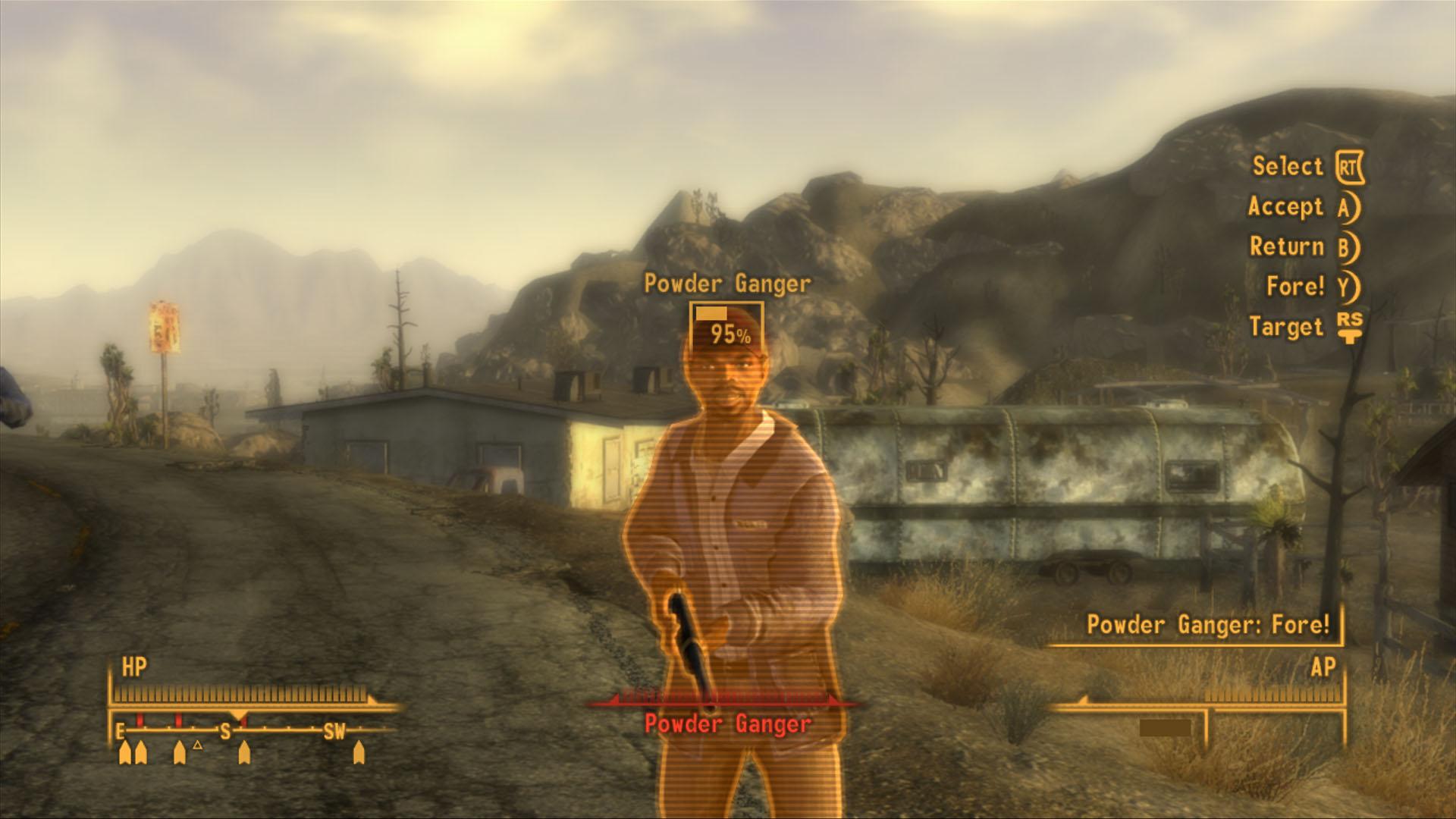 A Fallout: New Vegas cowboy analysing his opponent