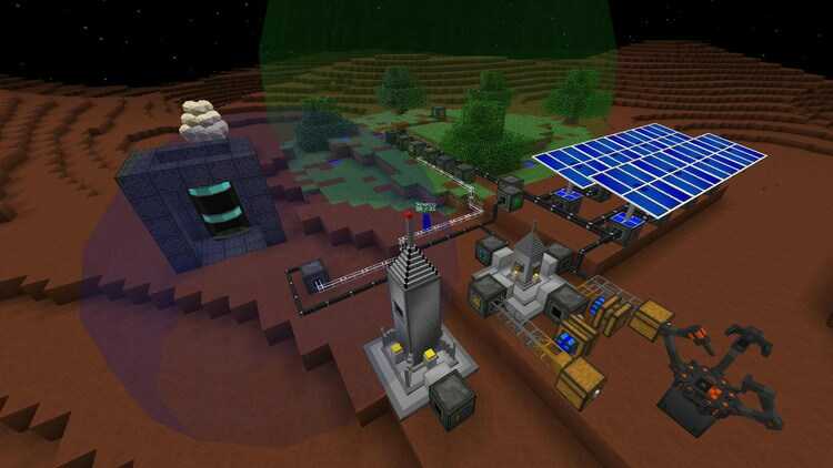 A screenshot of a rocket ship in Minecraft's GalactiCraft space mod