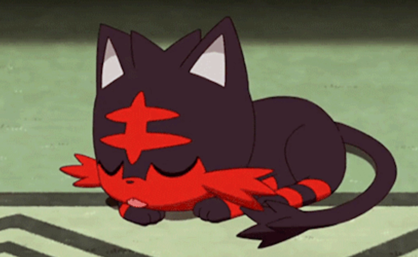 Litten snoozing in Pokémon