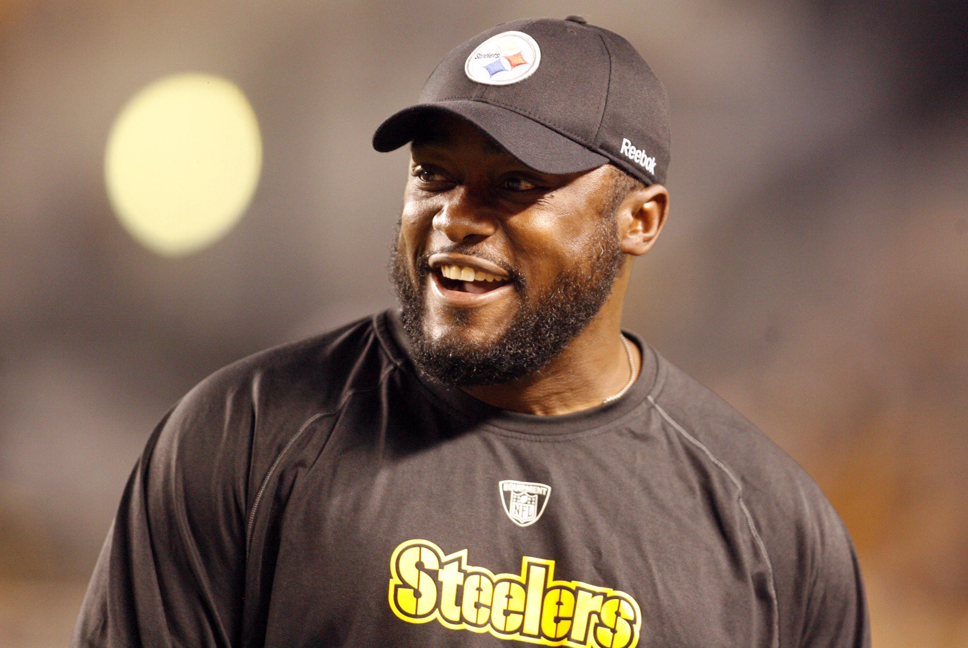 Steelers coach Mike Tomlin smiling