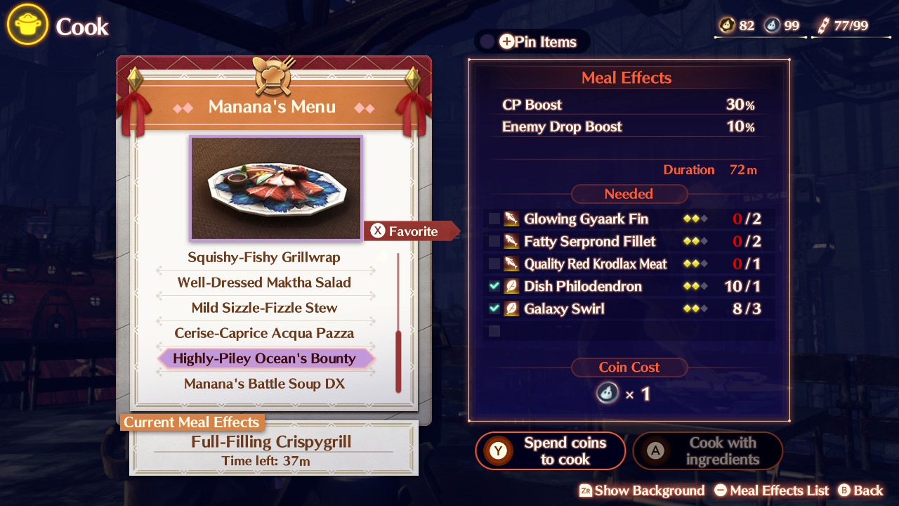 Xenoblade 3 Meal menu