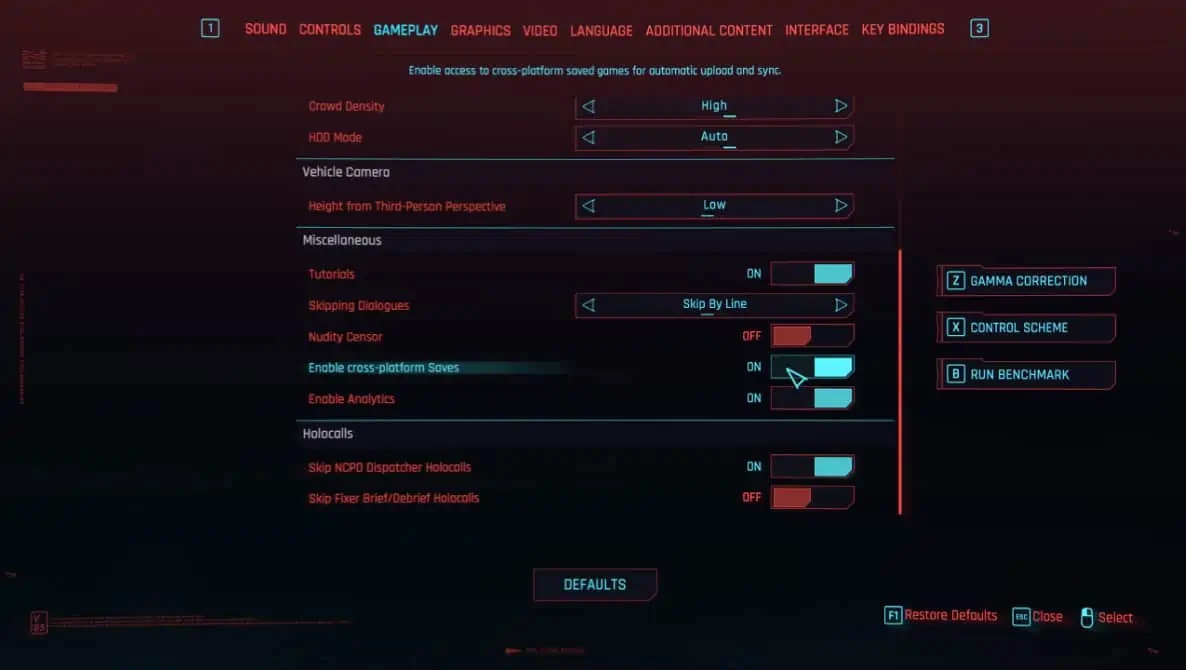Cyberpunk 2077 cross-platform saving