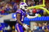 Sep 8, 2022; Inglewood, California, USA; Buffalo Bills wide receiver Stefon Diggs (14) catch a touchdown pass in the fourth quarter against the Los Angeles Rams at SoFi Stadium.