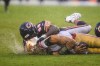 Sep 11, 2022; Chicago, Illinois, USA; San Francisco 49ers quarterback Trey Lance (5) is tackled after a run by Chicago Bears inside linebacker Roquan Smith (58) in the fourth quarter at Soldier Field.