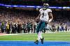 Eagles quarterback Jalen Hurts scores a touchdown against Lions during the first half on Sunday, Sept. 11, 2022, at Ford Field.