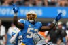 Sep 11, 2022; Inglewood, California, USA; Los Angeles Chargers linebacker Khalil Mack (52) reacts against the Los Angeles Chargers in the first half at SoFi Stadium.