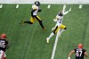Sep 11, 2022; Cincinnati, Ohio, USA; Pittsburgh Steelers safety Minkah Fitzpatrick (39) returns an interception for a touchdown during the first quarter of a Week 1 NFL football game against the Cincinnati Bengalsat Paycor Stadium.