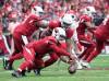 Sep 11, 2022; Glendale, Arizona, United States; Arizona Cardinals quarterback Kyler Murray (1) and running back James Conner (6) recover an errant snap against the Kansas City Chiefs during the first quarter at State Farm Stadium.