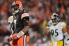 Sep 22, 2022; Cleveland, Ohio, USA; Cleveland Browns quarterback Jacoby Brissett (7) celebrates after rushing for a first down during the fourth quarter against the Pittsburgh Steelers at FirstEnergy Stadium. 