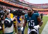 Sep 25, 2022; Landover, Maryland, USA; Philadelphia Eagles defensive end Brandon Graham (55) celebrates after the game against the Washington Commanders at FedExField.