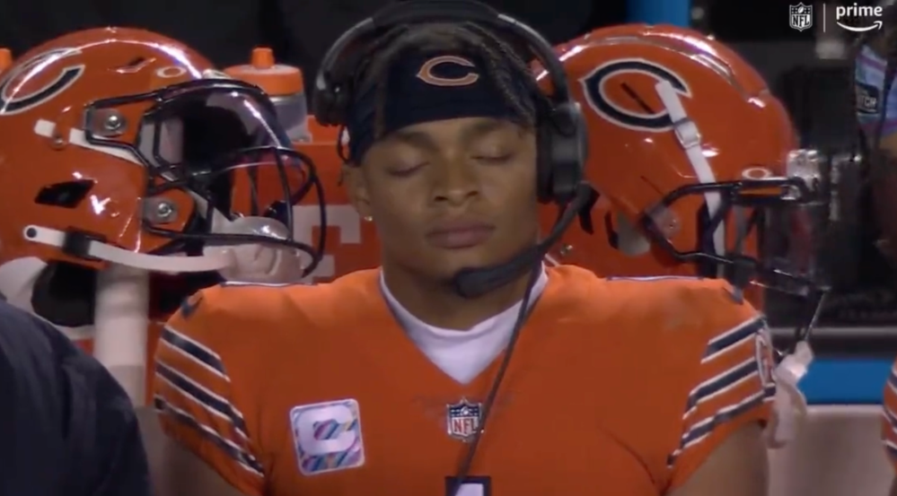 Justin Fields deeply breathing TNF 2022