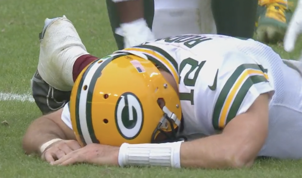 Aaron Rodgers, defeated lying down, Week 7, 2022