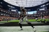 Oct 2, 2022; Paradise, Nevada, USA; Las Vegas Raiders running back Josh Jacobs (28) celebrates his touchdown scored against the Denver Broncos during the second half at Allegiant Stadium. 