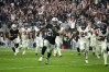 Oct 23, 2022; Paradise, Nevada, USA; Las Vegas Raiders running back Josh Jacobs (28) scores on a 15-yard touchdown run in the fourth quarter against the Houston Texans at Allegiant Stadium.