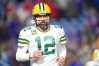 Oct 30, 2022; Orchard Park, New York, USA; Green Bay Packers quarterback Aaron Rodgers (12) prior to the game between the Green Bay Packers and Buffalo Bills at Highmark Stadium. 