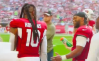DeAndre Hopkins, Kyler Murray arguing on sideline during Seahawks game