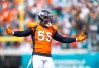 Sep 19, 2021; Jacksonville, Florida, USA; Denver Broncos linebacker Bradley Chubb (55) reacts against the Jacksonville Jaguars at TIAA Bank Field. 