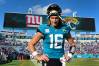 Jacksonville Jaguars quarterback Trevor Lawrence (16) heads off the field after Sunday's loss to the New York Giants. The Jacksonville Jaguars hosted the New York Giants at TIAA Bank Field in Jacksonville, FL Sunday, October 23, 2022. The Jaguars trailed at the half 11 to 13 and lost to the Giants with a final score of 17 to 23. 