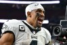 Nov 3, 2022; Houston, Texas, USA; Philadelphia Eagles quarterback Jalen Hurts (1) walk off the field at the end of the game against the Houston Texans at NRG Stadium.