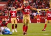 Nov 13, 2022; Santa Clara, California, USA; San Francisco 49ers defensive end Nick Bosa (97) reacts after a play against the Los Angeles Chargers during the fourth quarter at Levi's Stadium.