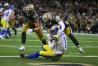 Nov 20, 2022; New Orleans, Louisiana, USA; Los Angeles Rams wide receiver Allen Robinson II (1) catches a touchdown pass in the second quarter while defended by New Orleans Saints safety Tyrann Mathieu (32) at the Caesars Superdome. 