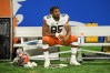 Nov 20, 2022; Detroit, Michigan, USA; Cleveland Browns defensive end Myles Garrett (95) sits by himself on the bench after the Browns lost to the Buffalo Bills at Ford Field.
