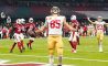 Nov 21, 2022; Mexico City, MEX; San Francisco 49ers tight end George Kittle (85) celebrates his touchdown reception against the Arizona Cardinals during the second quarter at Estadio Azteca.