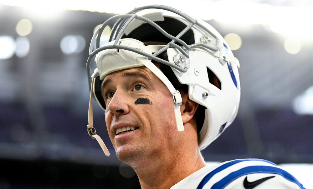 Matt Ryan #2 of the Indianapolis Colts looks on during pregame warm-ups prior to playing the Minnesota Vikings at U.S. Bank Stadium on December 17, 2022 in Minneapolis, Minnesota.