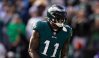 Dec 4, 2022; Philadelphia, Pennsylvania, USA; Philadelphia Eagles wide receiver A.J. Brown (11) reacts after his touchdown catch against the Tennessee Titans during the second quarter at Lincoln Financial Field