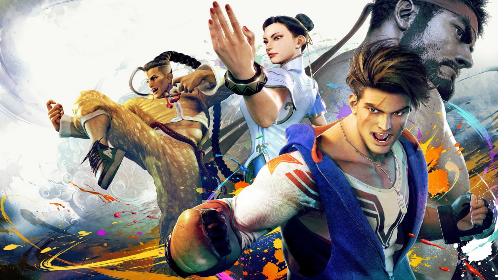 Capcom announces Street Fighter 6 release date at The Game Awards: An anime man in a blue vest and white shirt, with pointy black hair, holds his fists in a fighting position with an excited look on his face