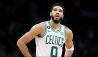Jayson Tatum looks on during a tough loss for the Celtics in 2023.