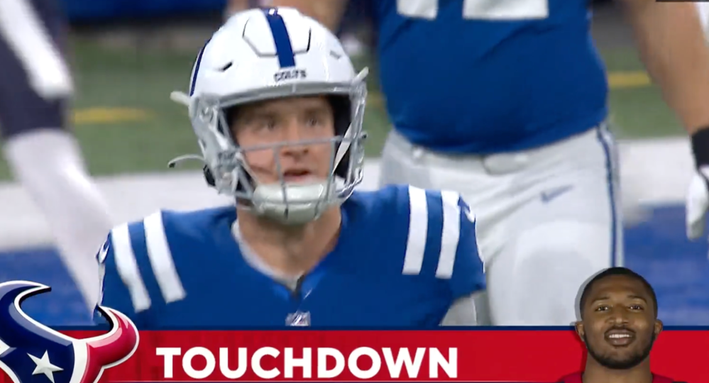 Sam Ehlinger pick-six, Week 18, vs. Texans, 2022