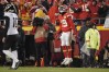 Jan 21, 2023; Kansas City, Missouri, USA; Kansas City Chiefs wide receiver Kadarius Toney (19) reacts after recovering the onside kick against the Jacksonville Jaguars during the second half in the AFC divisional round game at GEHA Field at Arrowhead Stadium. 