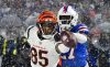 Jan 22, 2023; Orchard Park, New York, USA; Buffalo Bills cornerback Tre'Davious White (27) breaks up a pass and was penalized for pass interference against Cincinnati Bengals wide receiver Tee Higgins (85) during the fourth quarter of an AFC divisional round game at Highmark Stadium.