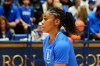 Duke guard Shayeann Day-Wilson warms up while wearing a blue shirt.