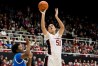 Stanford Cardinal center Lauren Betts (51) shoots in front of UCLA Bruins forward Christeen Iwuala