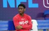 Jordan Addison on the bench at the Scouting Combine 2023