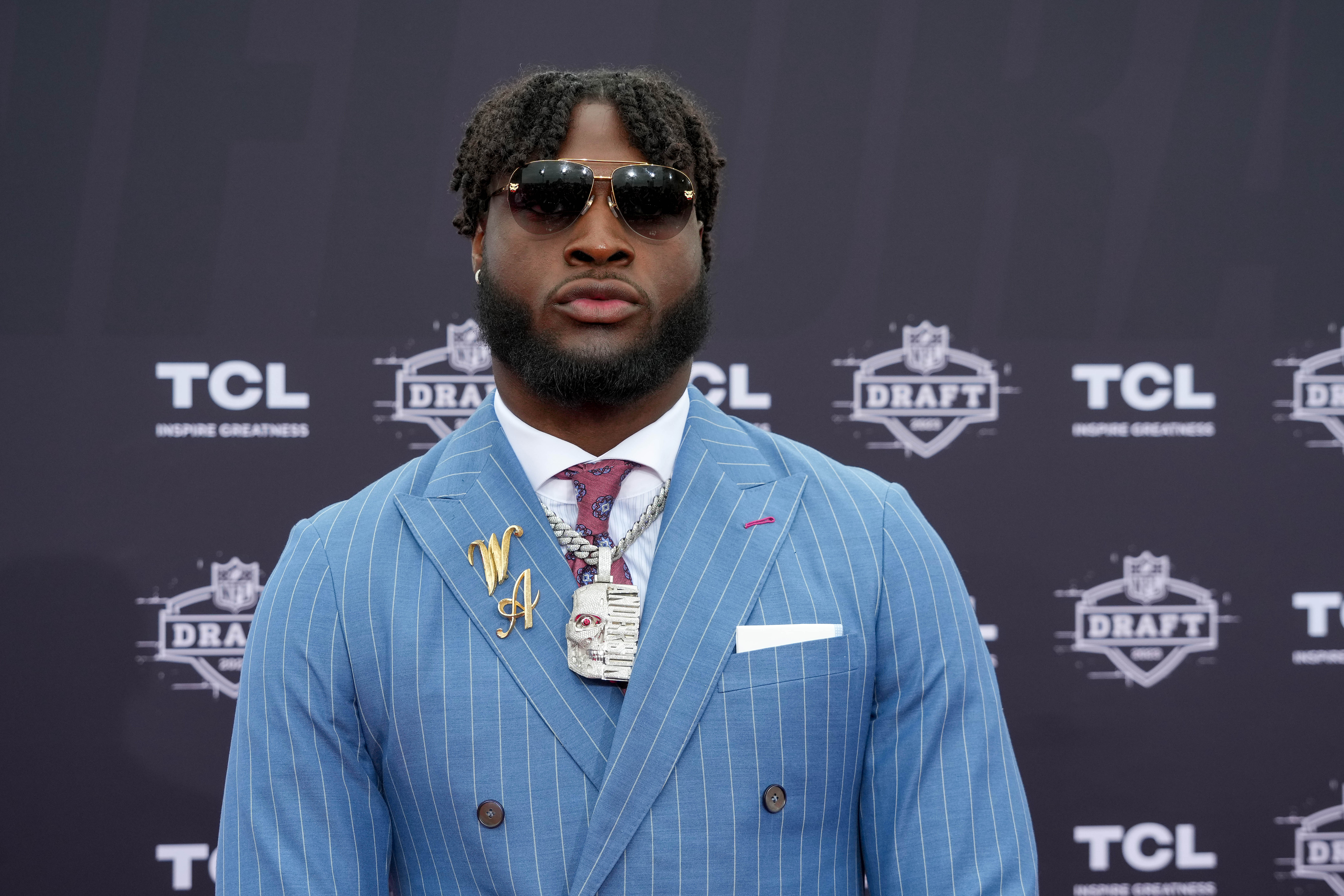 Will Anderson Jr. poses for a photo on the NFL Draft Red Carpet