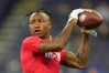Zay Flowers catches a ball at the 2023 NFL Scouting Combine.