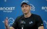 Lions offensive coordinator Ben Johnson talks with reporters before training camp on Wednesday, July 26, 2023, in Allen Park.