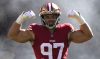 SANTA CLARA, CALIFORNIA - OCTOBER 29: Nick Bosa #97 of the San Francisco 49ers walks onto the field before the game against the Cincinnati Bengals at Levi's Stadium on October 29, 2023 in Santa Clara, California.