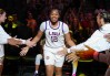 Mikaylah Williams #12 of the LSU Lady Tigers is introduced before a game during the Naismith Basketball Hall of Fame Series at T-Mobile Arena