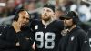 LAS VEGAS, NEVADA - NOVEMBER 26: Maxx Crosby #98 and Interim head coach Antonio Pierce of the Las Vegas Raiders talk on the sideline during the fourth quarter of a game against the Kansas City Chiefs at Allegiant Stadium on November 26, 2023 in Las Vegas, Nevada.